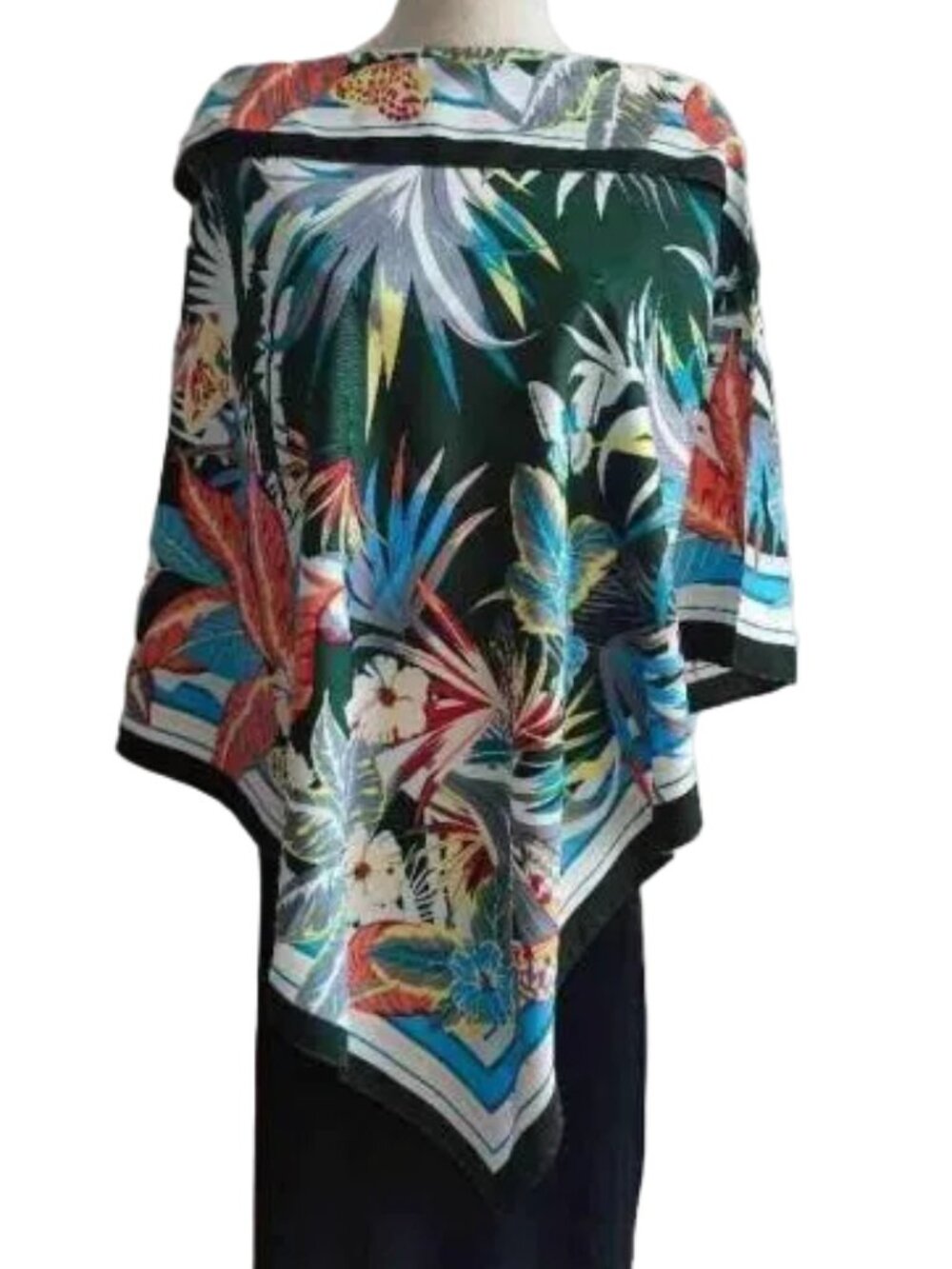Tropical Print Poncho